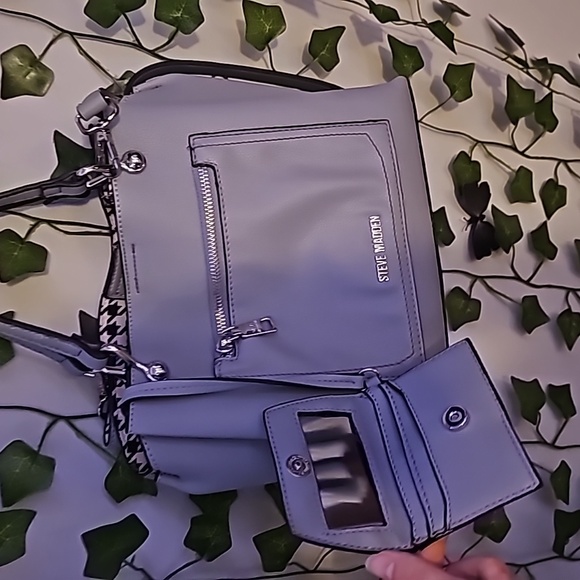 Steve Madden-Light Blue Leather Bag With Change Wallet - Picture 7 of 7